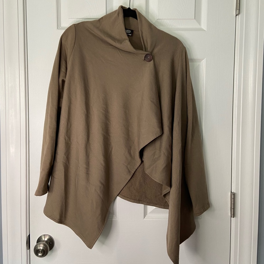 Bobaeu one button fleece wrap cardigan